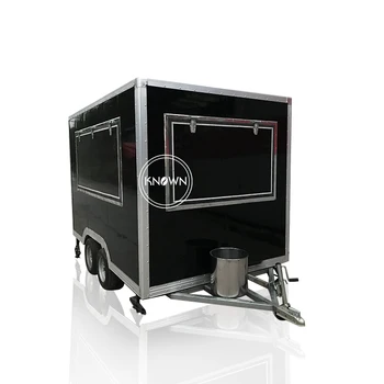 culoare negru pătrat mobile hot dog căruțe strada camion de alimente cu tranction cadru coș de alimente pentru vânzare