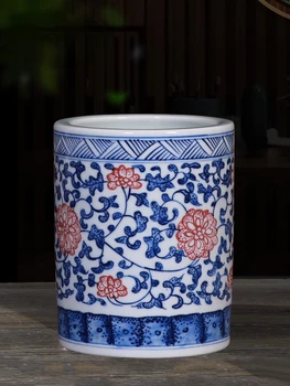 Jingdezhen Ceramică Suport Stilou De Birou De Birou De Birou De Suprafață Panou Ornamente Colectarea Scris Perie De Portelan