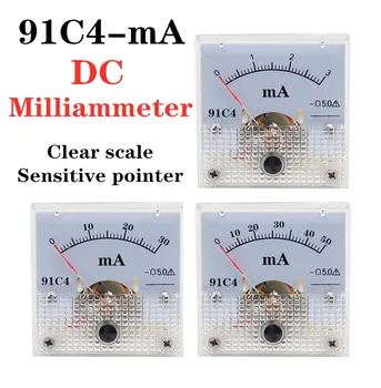 91C4 - mA DC tip Pointer milliammeter 1mA 5mA 10mA 50mA 100mA 200mA 300mA 500mA Analog Mecanica Placă de masă Ampermetru