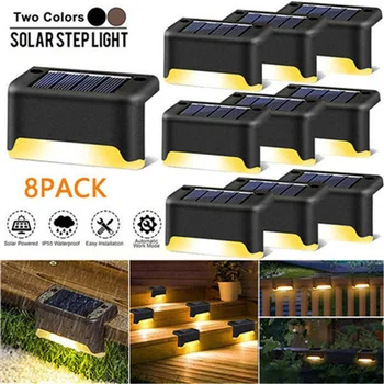 8 Pachet Solar Pachet Lumini LED-uri Impermeabil Post de Gard Lampă Solară în aer liber Lumini de Grădină, Terasă Curte Cale Scari