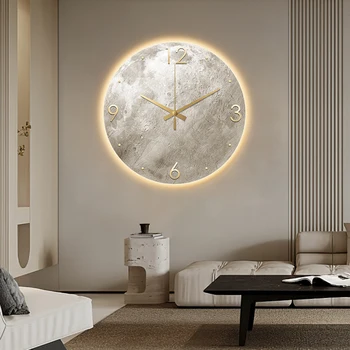 Modern Minimalist Ceas de Perete Camera de zi Ceas de Luna Gresie Pictura Casa de Moda Restaurant Idei de Lumină LED-uri de Decorare Perete