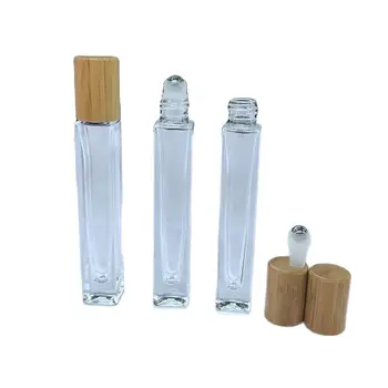 10ml cu Role Sticla de Parfum Sticla Returnabile Ulei Esențial Caz de Bambus Capac Aromoterapie Flacon din Sticlă de Parfum Roll On de Călătorie Sticla