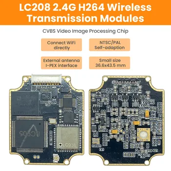 LC208 2.4 G CVBS la WIFI Module,250ma@5V,GPIO,3.3 V,H. 264/MJPEG Transmisie Wifi Bord,Antena,I-PEX Port,16G/32G Depozitare