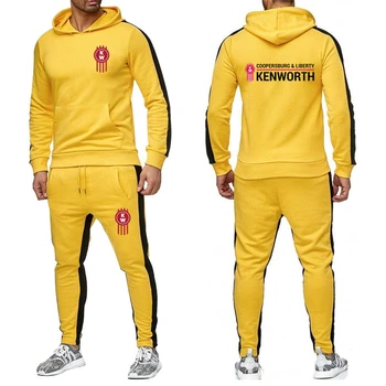 2023 Primavara Toamna Anului Nou Kenworth Logo-Ul De Imprimare Personalizat-A Făcut Cald, Imbinate Bărbați Pulover Hanorac + Pantaloni De Buzunar Om Casual Sport Set
