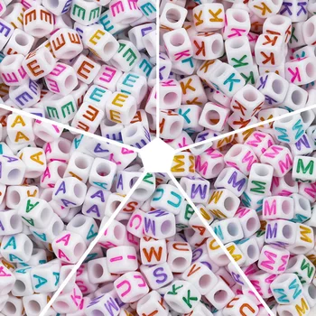 100buc Singur Pătrat de Plastic Alfabet Margele Pentru DIY Farmecul Brățară Bijuterii Accesorii O-Z Cub Acrilic Scrisoare Numele Șirag de mărgele