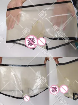 transparente din latex boxer cu ornamente latex lenjerie manual penisul prezervativ