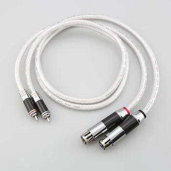 IC102AG 99.998% Argint Pur Fibra de Carbon RCA La XLR Cablu Audio HiFi de Interconectare Solid PSS Argint Pur de Bază Placate cu Argint Plug