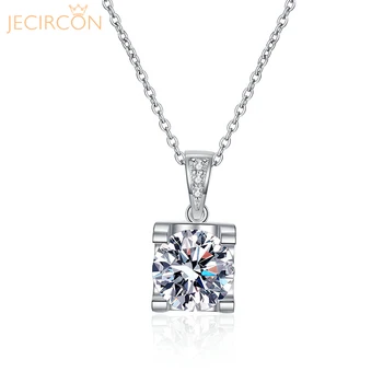 JECIRCON Argint 925 Moissanite Colier pentru Femei Clasic Nou Cap de Taur Seiko D Culoare 1 Carat Pandantiv Bijuterii cu Diamante